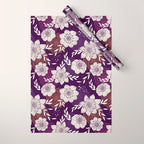 Dahlia Flowers Pattern - Purple and Yellow Wrapping Paper Gallery Image 1