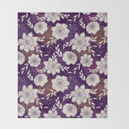 Dahlia Flowers Pattern - Purple and Yellow Throw Blanket Gallery Image 2