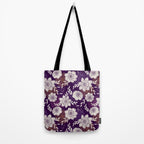 Dahlia Flowers Pattern - Purple and Yellow Tote Bag Gallery Image 2