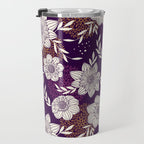 Dahlia Flowers Pattern - Purple and Yellow Travel Mug Gallery Image 3
