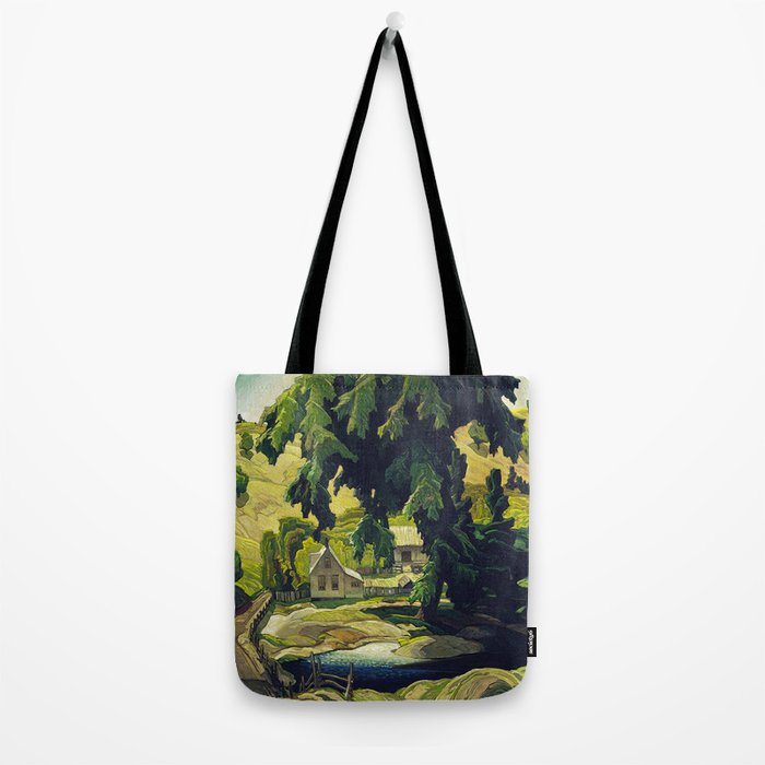 Farm Haliburton oil on hardboard 1940 Franklin Carmichael Canadian artist Art Nouveau Post-Impressio Tote Bag Gallery Image 2