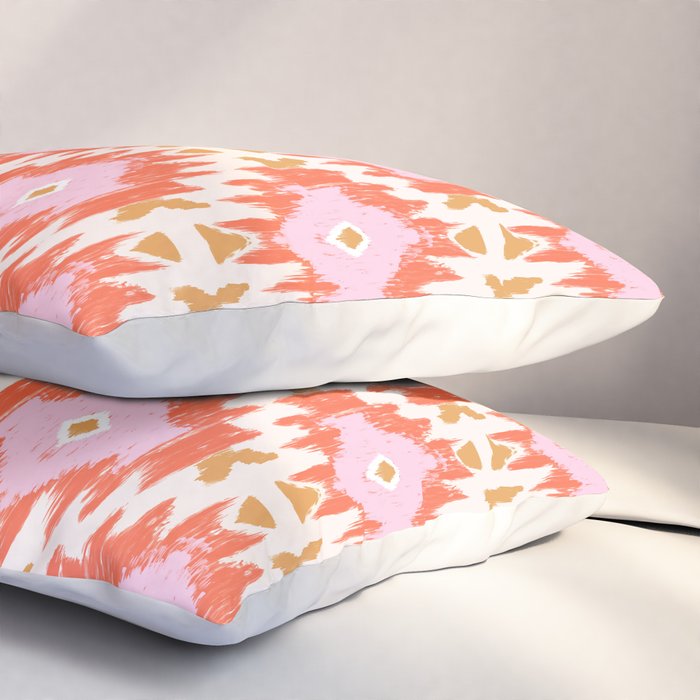 Orange Boho Ikat Pattern Pillow Sham Gallery Image 3
