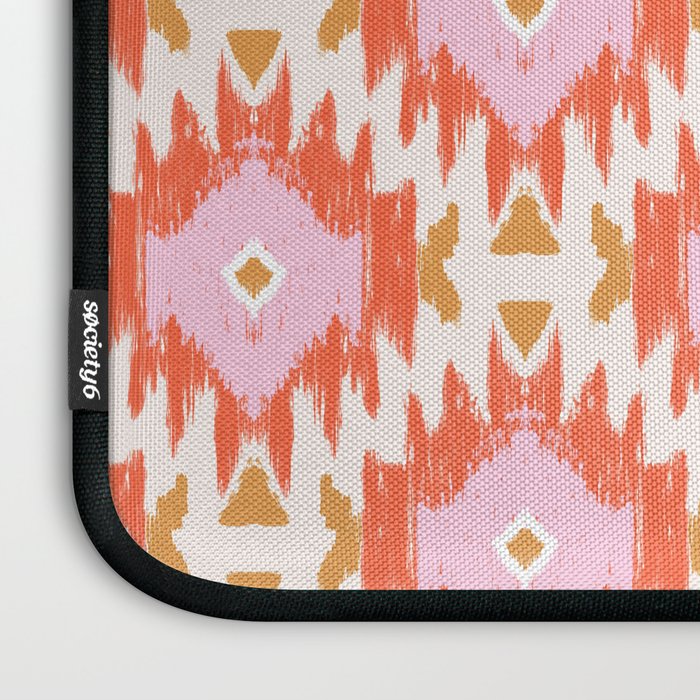 Orange Boho Ikat Pattern Laptop Sleeve Gallery Image 3