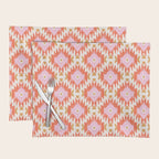 Orange Boho Ikat Pattern Placemat Gallery Image 1