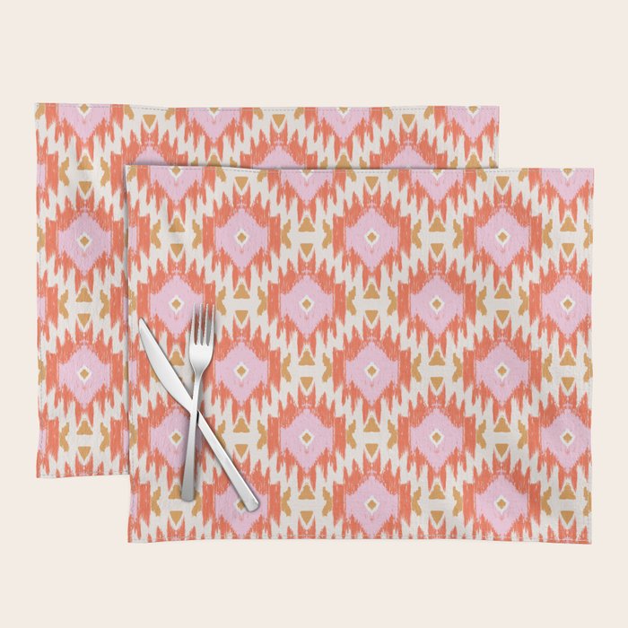 Orange Boho Ikat Pattern Placemat Gallery Image 1