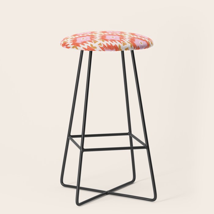 Orange Boho Ikat Pattern Stool Gallery Image 1