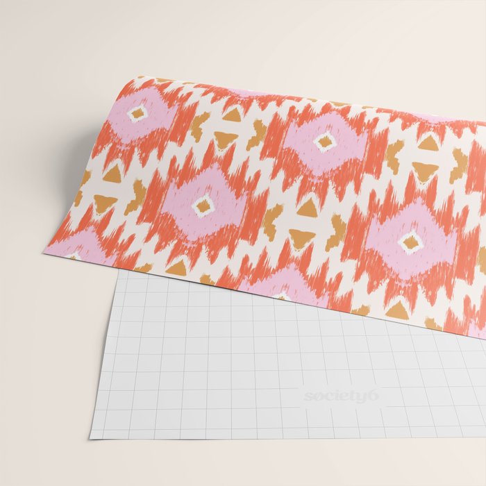 Orange Boho Ikat Pattern Wrapping Paper Gallery Image 2