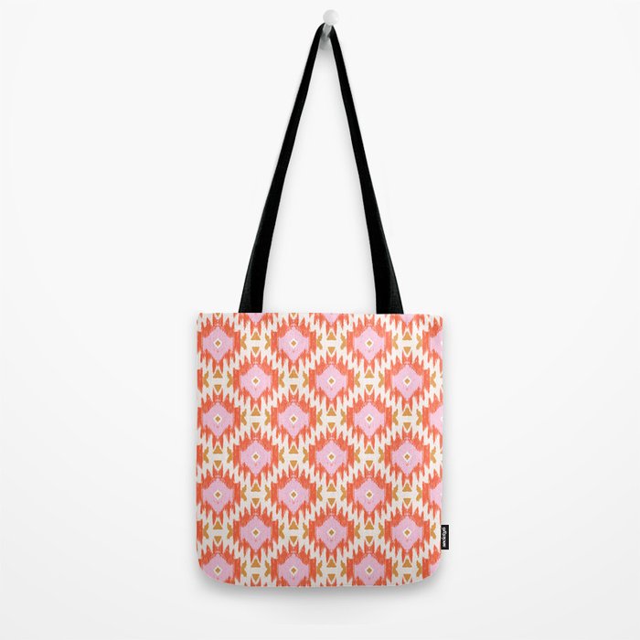 Orange Boho Ikat Pattern Tote Bag Gallery Image 2