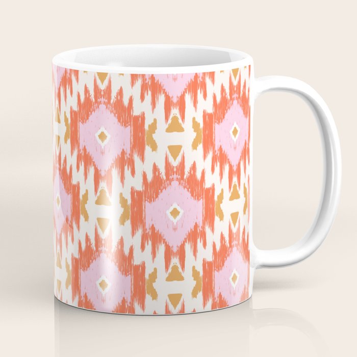 Orange Boho Ikat Pattern Coffee Mug Gallery Image 1