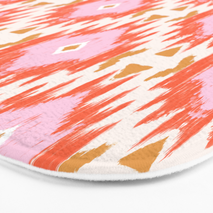 Orange Boho Ikat Pattern Bath Mat Gallery Image 3