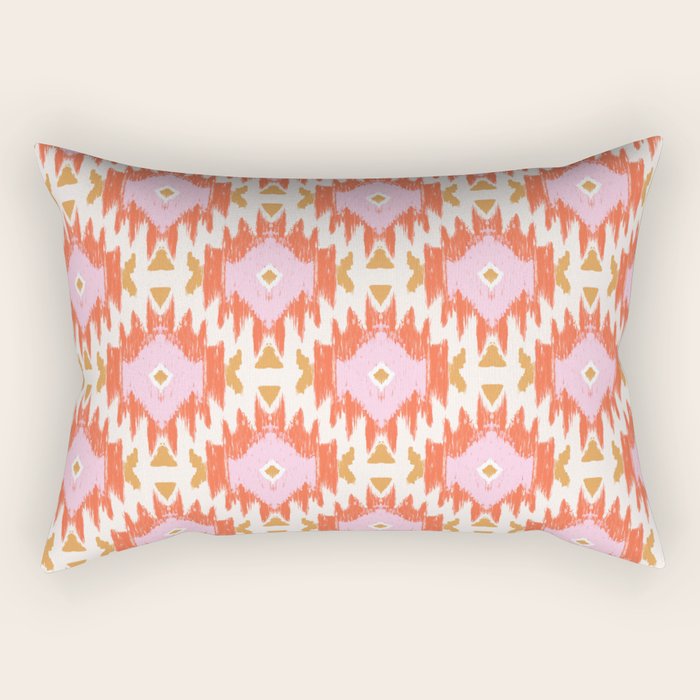 Orange Boho Ikat Pattern Rectangular Pillow Gallery Image 2