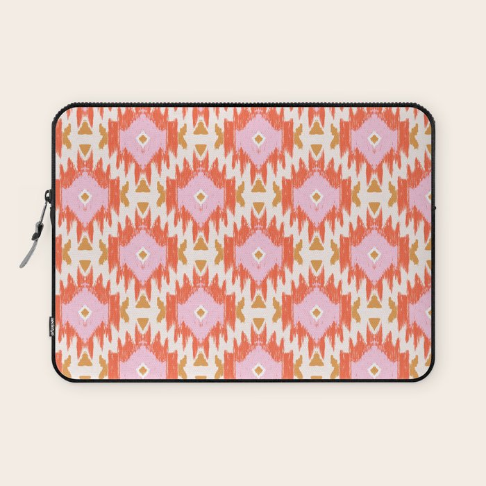 Orange Boho Ikat Pattern Laptop Sleeve Gallery Image 1