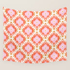 Orange Boho Ikat Pattern Wall Tapestry Gallery Image 4