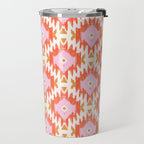 Orange Boho Ikat Pattern Travel Mug Gallery Image 2