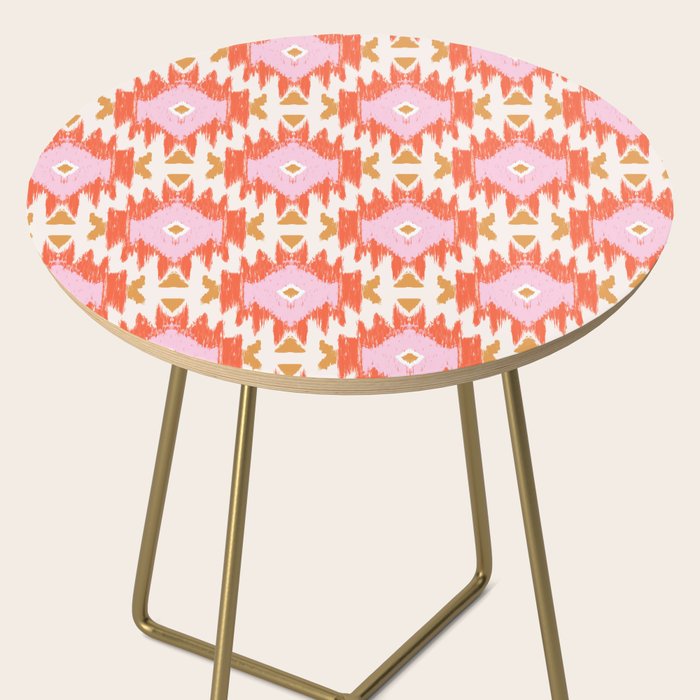 Orange Boho Ikat Pattern Side Table Gallery Image 2
