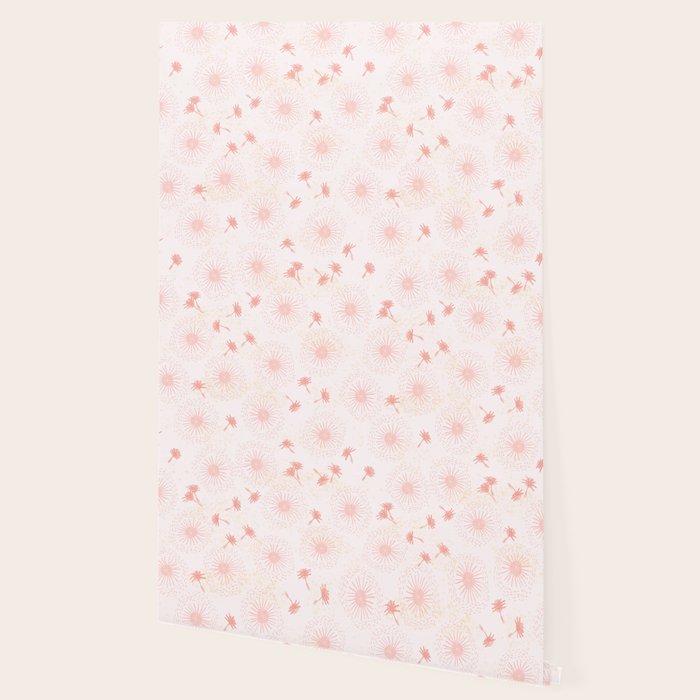 Make A Wish Dandelion Pattern in Pastel Pink & Peach Wallpaper Gallery Image 2