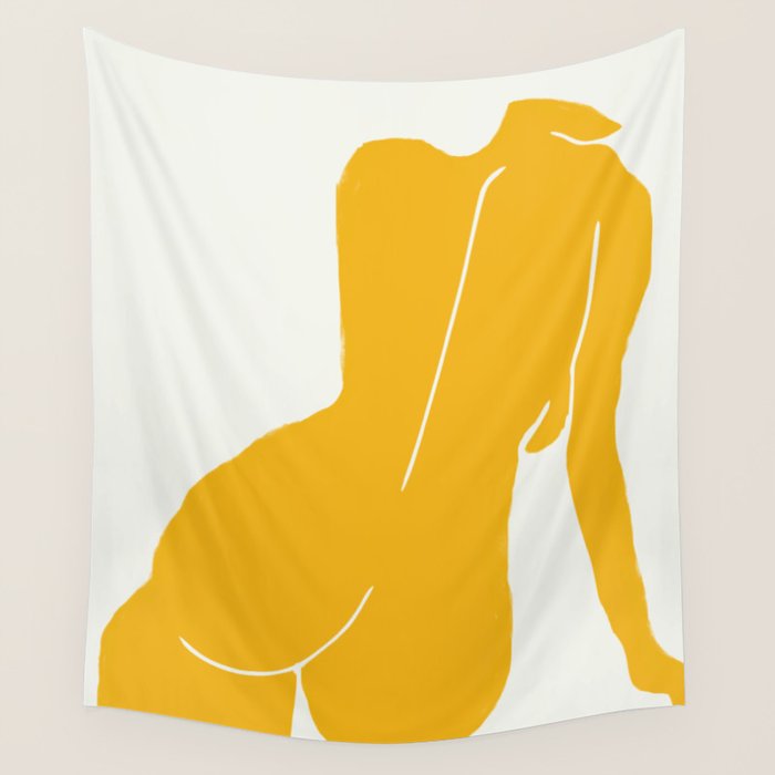 Nude in yellow Wall Tapestry Gallery Image 1