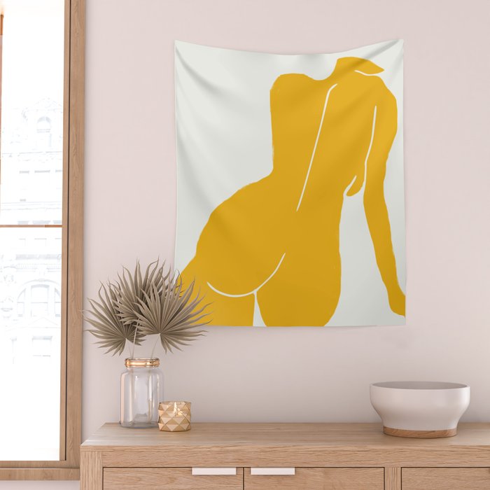 Nude in yellow Wall Tapestry Gallery Image 2