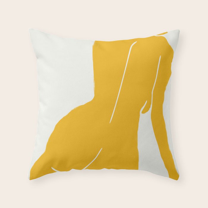 Nude in yellow Throw Pillow Gallery Image 6