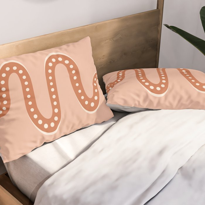 Minimal Snake - Coral & Pink Pillow Sham Gallery Image 2