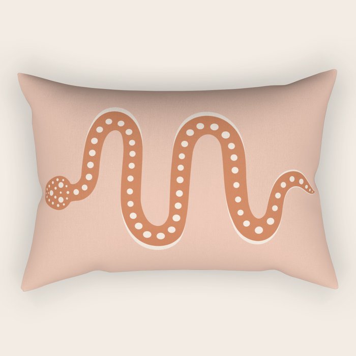 Minimal Snake - Coral & Pink Rectangular Pillow Gallery Image 1