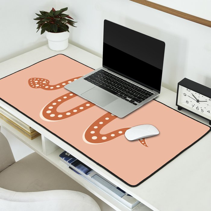 Minimal Snake - Coral & Pink Desk Mat Gallery Image 2