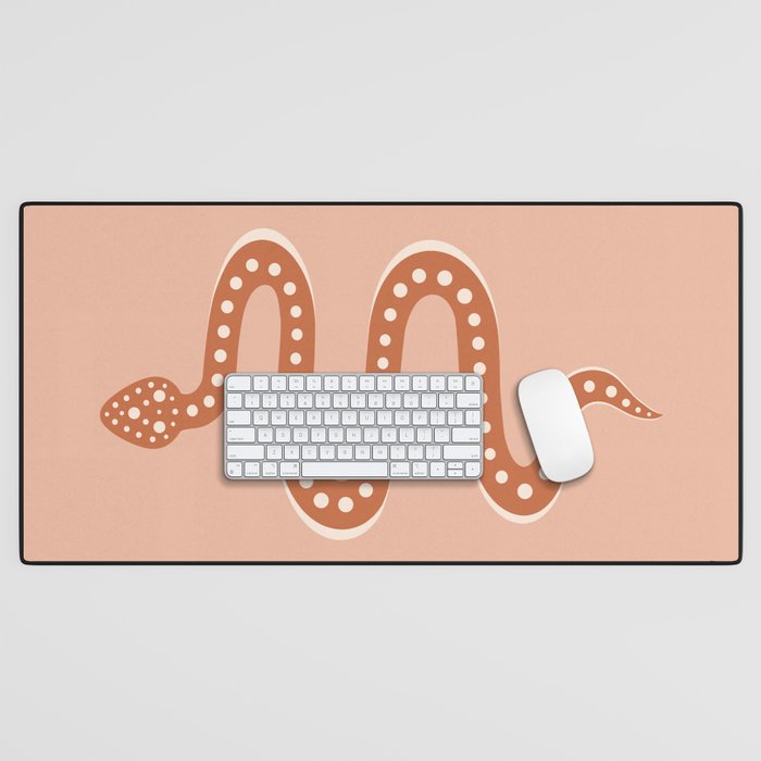Minimal Snake - Coral & Pink Desk Mat Gallery Image 1