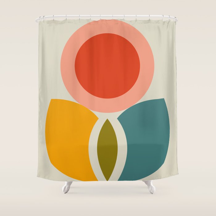 mid century bauhaus geometry large 2 Shower Curtain Gallery Image 1