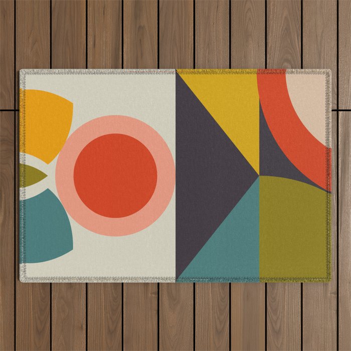 mid century bauhaus geometry large 2 Outdoor Rug Gallery Image 1