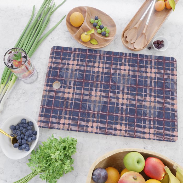 Tartan and Floral Texture Pattern Cutting Board Gallery Image 2