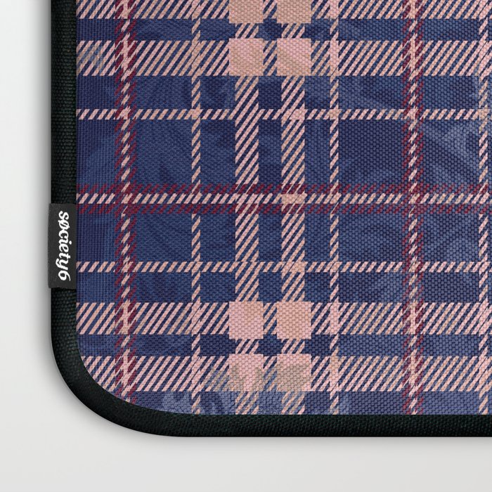 Tartan and Floral Texture Pattern Laptop Sleeve Gallery Image 3