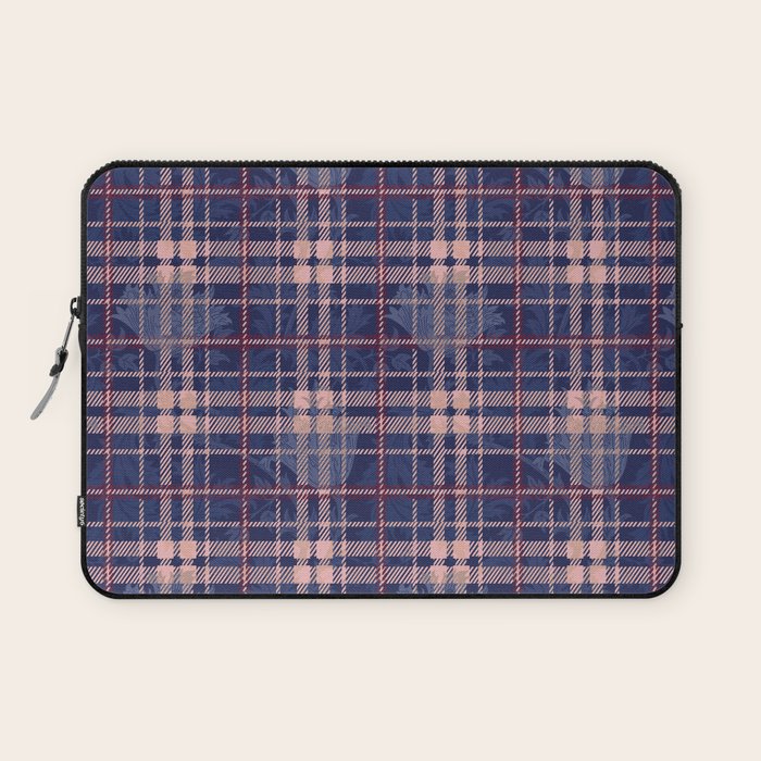 Tartan and Floral Texture Pattern Laptop Sleeve Gallery Image 1