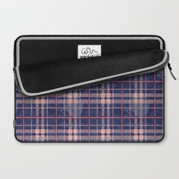 Tartan and Floral Texture Pattern Laptop Sleeve Gallery Image 2