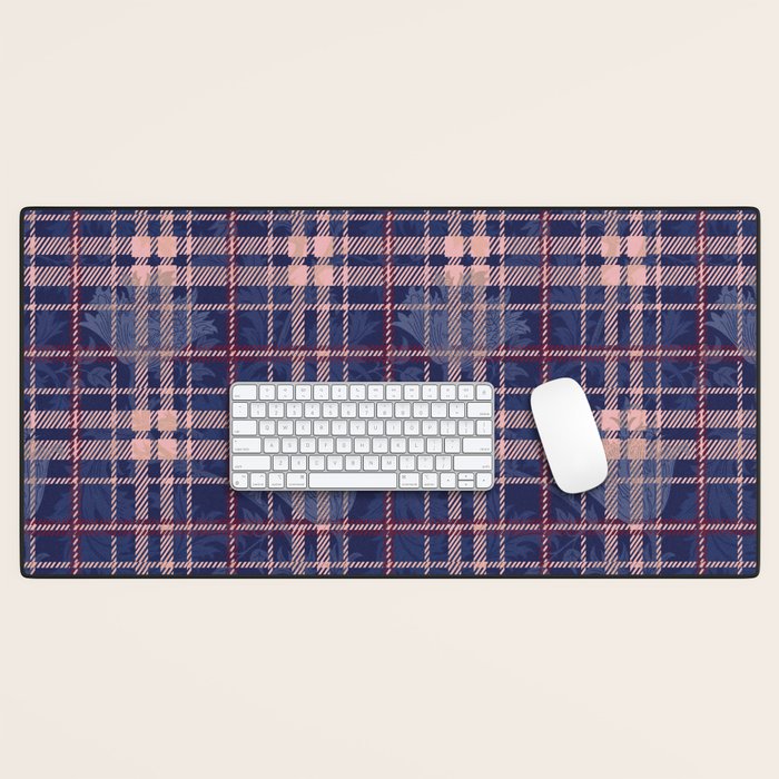 Tartan and Floral Texture Pattern Desk Mat Gallery Image 1