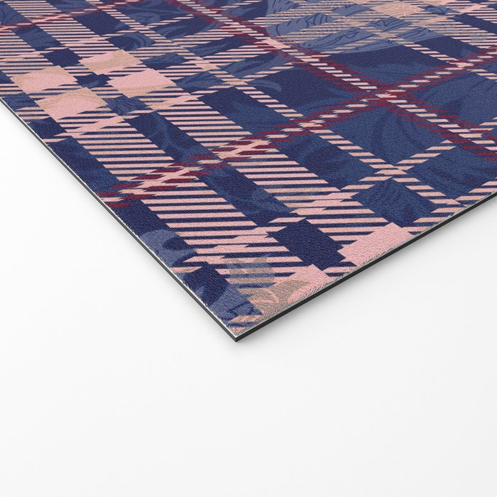 Tartan and Floral Texture Pattern Welcome Mat Gallery Image 2