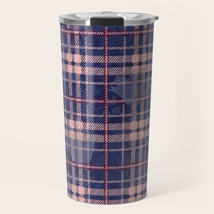 Tartan and Floral Texture Pattern Travel Mug Gallery Image 1