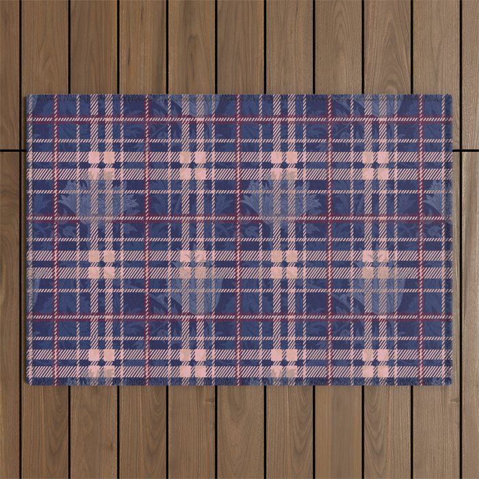Tartan and Floral Texture Pattern Outdoor Rug Gallery Image 1