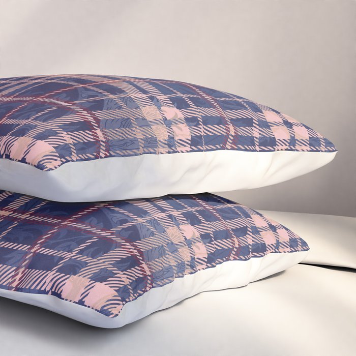 Tartan and Floral Texture Pattern Pillow Sham Gallery Image 3