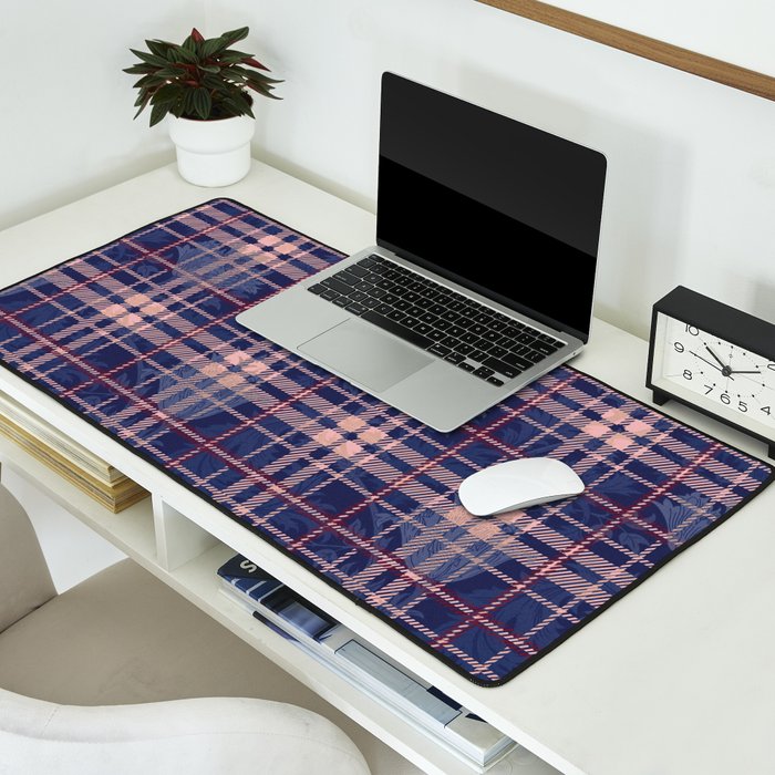 Tartan and Floral Texture Pattern Desk Mat Gallery Image 2