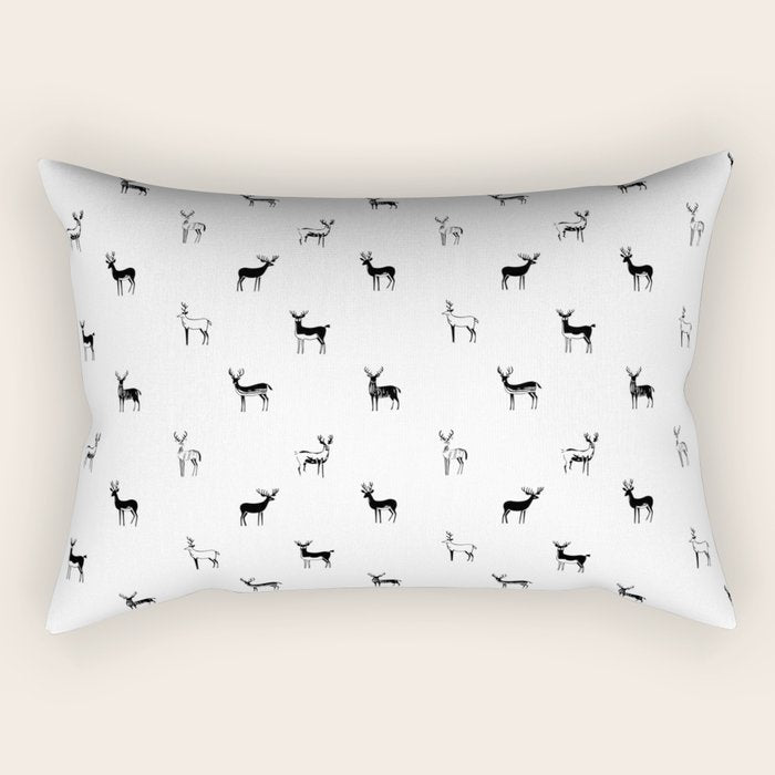 Reindeer animal doodle art pattern Rectangular Pillow Gallery Image 2