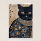 Black Klimt Cat in Ceremonial Robes Stationery Card Gallery Image 2