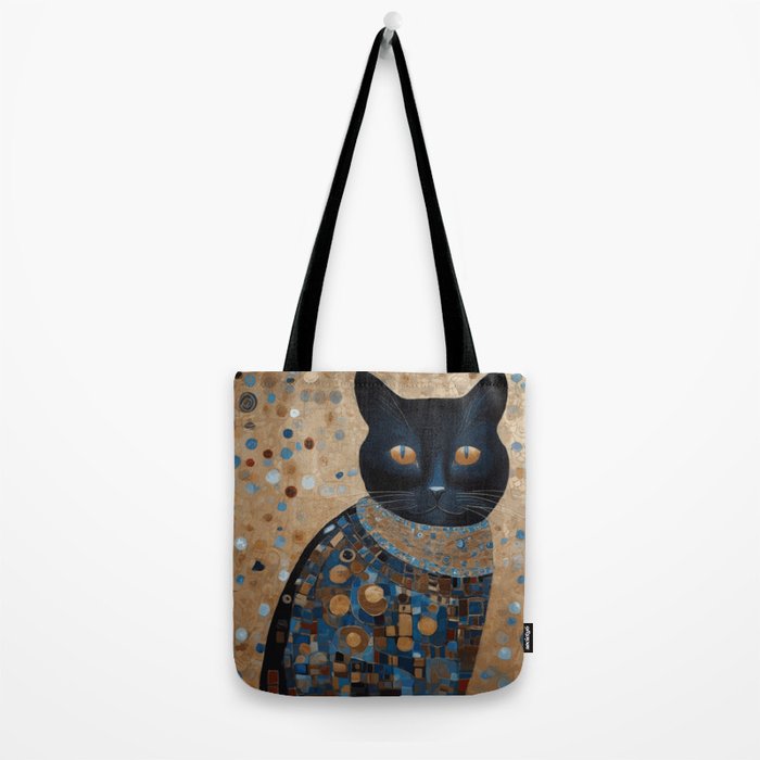 Black Klimt Cat in Ceremonial Robes Tote Bag Gallery Image 2