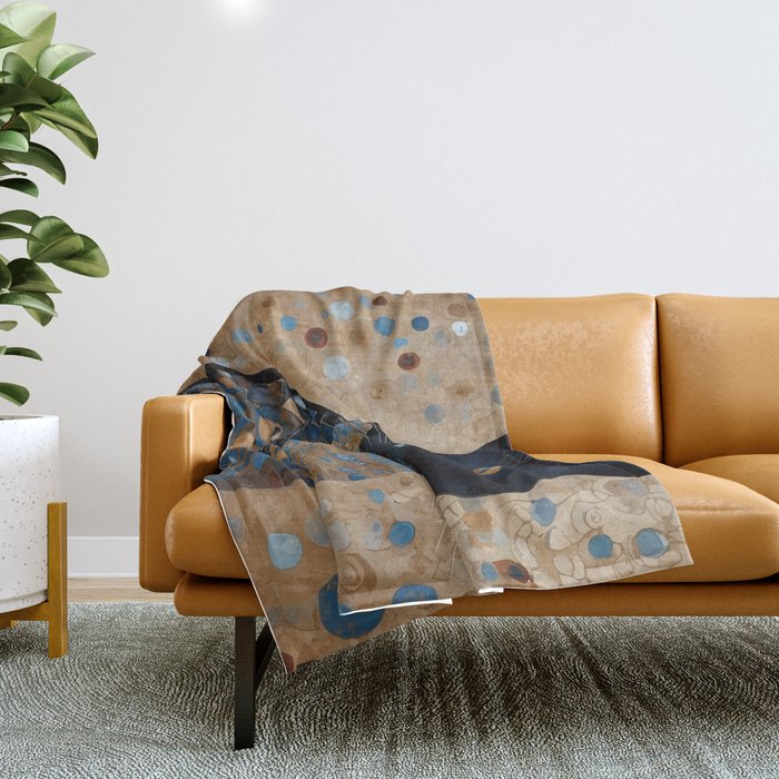 Black Klimt Cat in Ceremonial Robes Throw Blanket Gallery Image 1