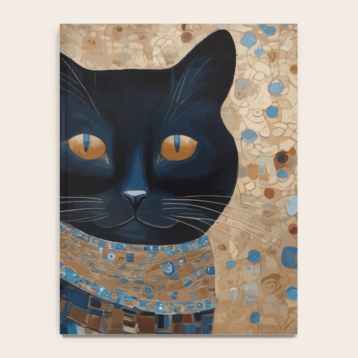 Black Klimt Cat in Ceremonial Robes Notebook Gallery Image 4