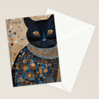 Black Klimt Cat in Ceremonial Robes Stationery Card Gallery Image 2