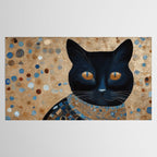 Black Klimt Cat in Ceremonial Robes Tablecloth Gallery Image 2