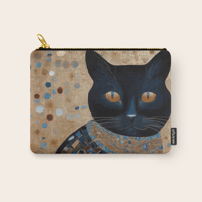 Black Klimt Cat in Ceremonial Robes Carry All Pouch Gallery Image 1
