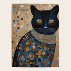 Black Klimt Cat in Ceremonial Robes Poster Gallery Image 4