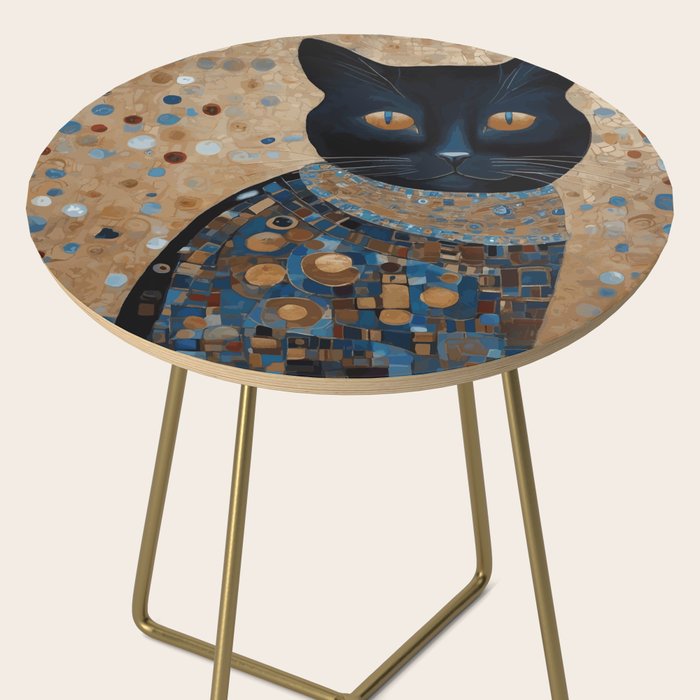 Black Klimt Cat in Ceremonial Robes Side Table Gallery Image 2