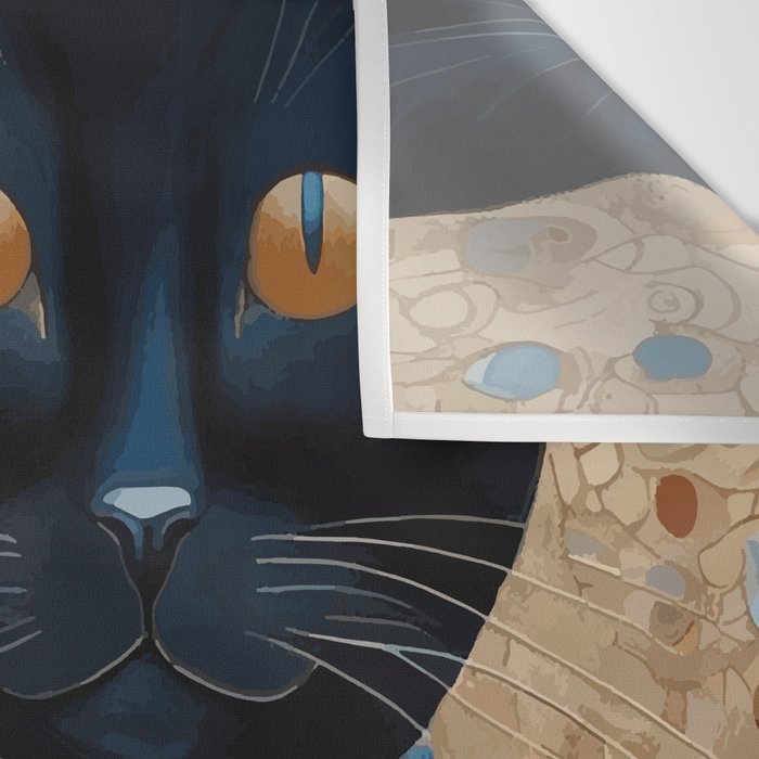 Black Klimt Cat in Ceremonial Robes Wall Tapestry Gallery Image 3